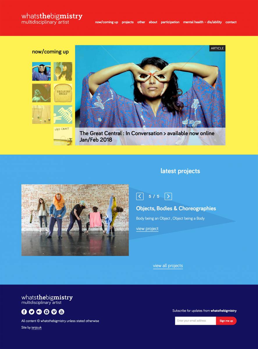 Site design and build for performance artist Priya Mistry.